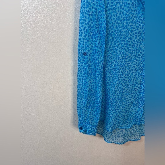 Diane Von Furstenberg 100% Silk Lorelei Top Blue Button Blouse 4 - Picture 5 of 8